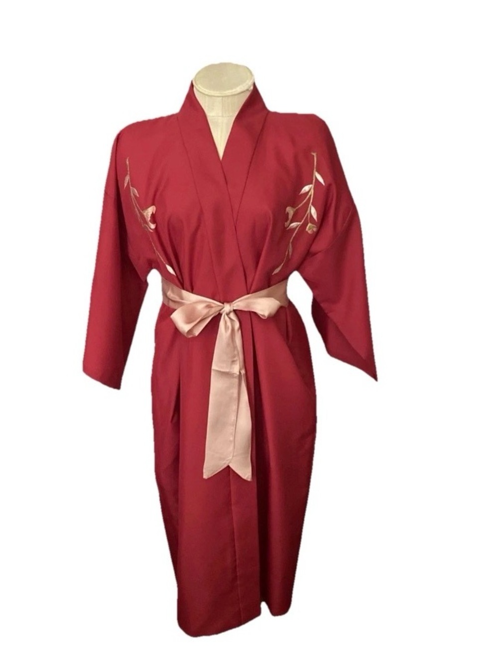 Japanese Intricately Hand Embroidered Robe Kimono Lined Satin Wom 1 SZ